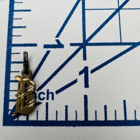 Sterling Silver Initial B Necklace Diamond Cut Letter Pendant Rope Chain - Picture 5 of 9